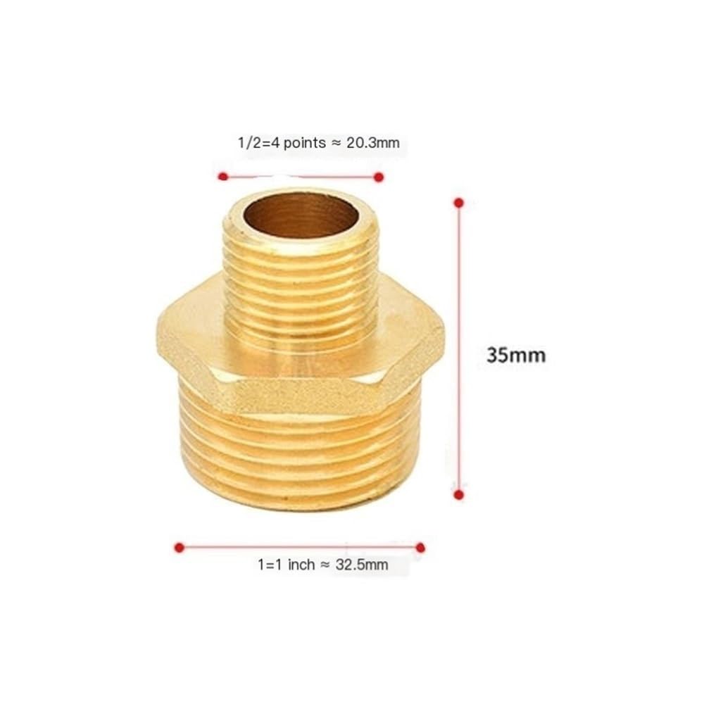 Connettore accoppiatore, Nipplo Esagonale in Ottone Adattatore Attacco rapido Connettore filettato Olio Acqua Filettatura BSP da 1/8-1 Pollice(1inx1/2inx35mm)