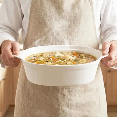 Cocotte en céramique blanche de 1,67 L avec couvercle compatible micro-ondes - 6