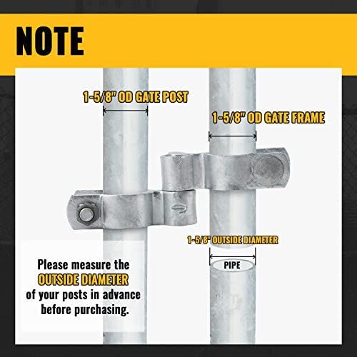 Image of VIVIDA Chain Link Gate Hinge, 1-5 /8 inch Fence Pipe Gate Hinge Kit, 2 Set
