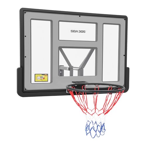 44'' Basketball Backboard and Rim Combo, Wall Mounted Hoops with PET Shatter Proof Backboard and Durable Rim, All-Weather Net for Indoor and Outdoor Use