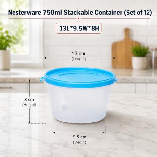 Image of Cutting EDGE Nesterware 750ml Stackable Food Container (Set of 12, Purple) | BPA-free plastic, stackable design, leak-proof, kitchen storage, pantry, fridge, meal prep, reusable, travel use