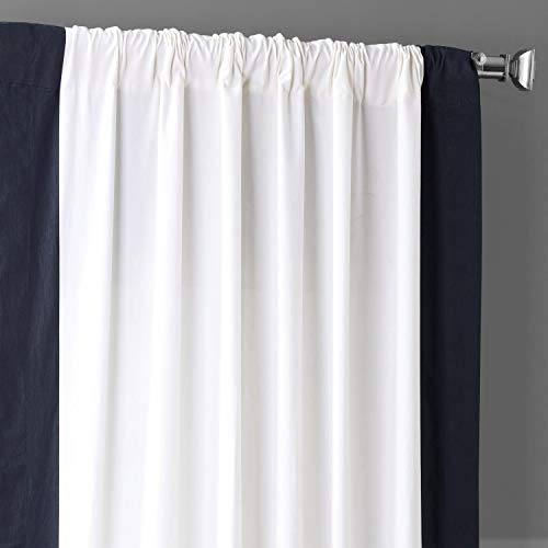 HPD Half Price Drapes Printed Cotton Curtains for Living Room Bedroom (1 Panel), Warm Off-White & Dark Navy, 50" W x 108" L (Pack of 1) - Image 4