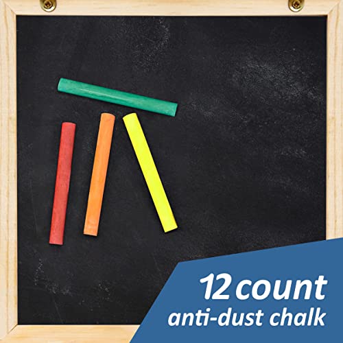 The Mega Deals Chalkboard Chalk 12 Pack Colored Chalk, Thin Chalks for Chalkboard with 5 Holders, Non Toxic Chalks for Kids Great for School and Home Gifting Bundle