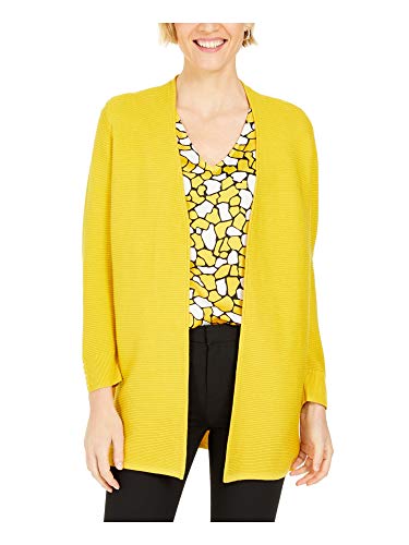 Kasper Womens Yellow Long Sleeve Open Cardigan Sweater Size XL