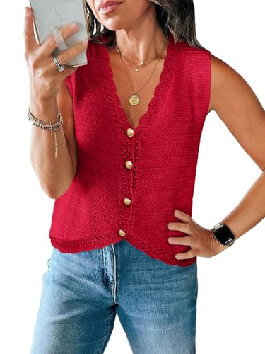 Image of Saodimallsu Womens Crochet Tank Tops Cute Summer Sweater Vest Knit Outfits