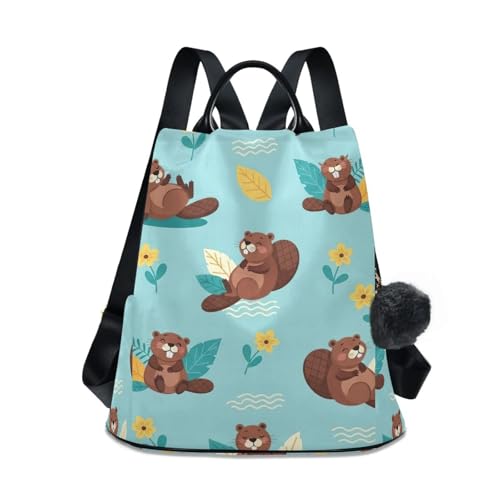 Sac à dos antivol bleu castors : craquez pour ce sac de voyage mignon au pompon doux