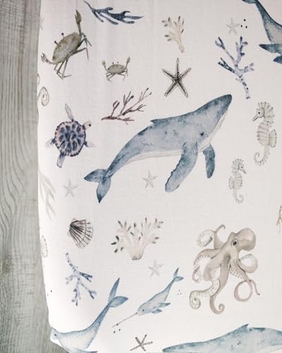 Image of Baby Changing Pad Cover 2-Pack for Boys, Girls (Ocean Odyssey) - Premium Fitted Sheets Baby Diaper Changing Table Cover - Buttery Soft Cotton Blend