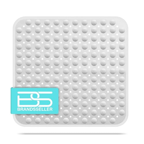 Brandsseller Tappetino doccia 53 x 53 cm, inserto doccia per vasca da bagno con gommini, grigio chiaro mélange