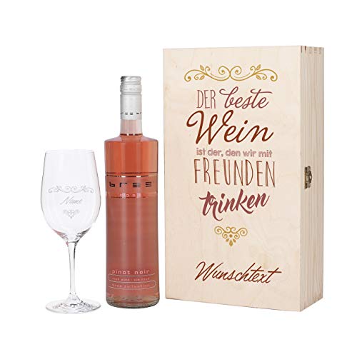 Herz & Heim® Wein Geschenkset mit graviertem Weinglas, Bree Wein zur Auswahl in Geschenkbox für Beste Freunde Rosé - Image 6