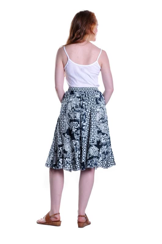 LA CERA Women's Plus Size Printed Cotton Patchwork A-Line Knee-Length Skirt with Elastic Waistband Casual Summer Wear3