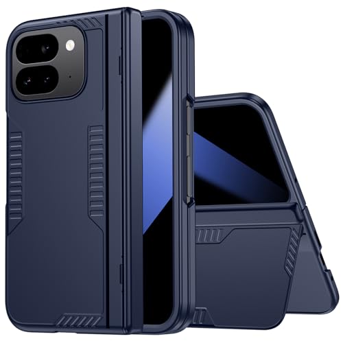 spoovcto for Google Pixel 9 Pro Fold Case with Hidden Kickstand Built-in Privacy Screen Protector Ultra-thin Shockproof Protective Case Cover for Pixel 9 Pro Fold (Blue Privacy Screen)