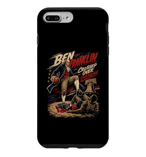 Mostra la tua passione per la cultura del basket e le vibrazioni di Philadelphia con Ben che possiede il cappotto coloniale del campo da basket che scorre Liberty Bell sullo sfondo e Ben Franklin Crossed Over Everyone che ti fa risaltare