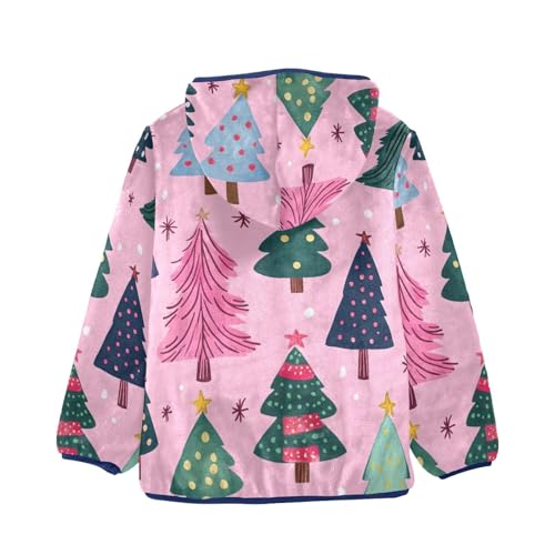 Christmas Trees Girls Fleece Jacket Girls Fall Jacket Girls Zip Up Hoodie Girls Sherpa Jacket 2-10T2
