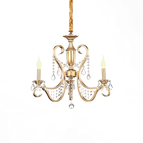 Lustre en cristal K9 moderne doré 6 lumières pour salon luxueux