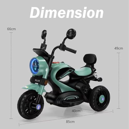 Image of Little Rides Super Harley Bike | Rechargeable Battery Operated Ride-On Bike for Kids | Ages 2 to 4 Years | Royal Enfield Style | Premium Ride-On Toy Bike for Toddlers - Children (Green)