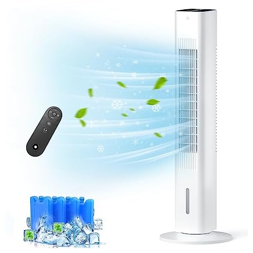 Cozzyben Air Conditioner no Window 35" Ice Tower Fan Blow Cold Air Ductless Evaporative Swamp Cooler Ventless Portable Standing Ac Unit with Water Tank, Ice Packs for Room Bedroom Indoor Home