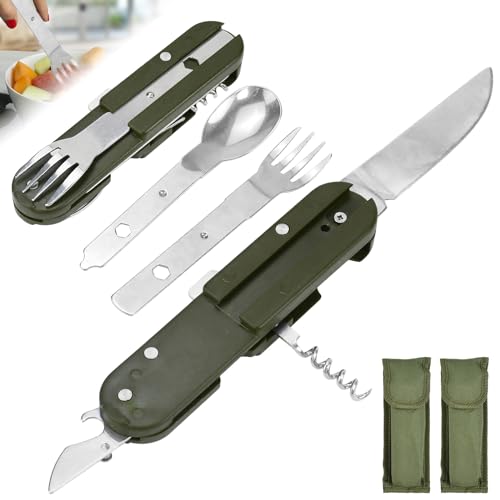 5-in-1 Edelstahl-Besteck Für Outdoor – Löffel, Gabel, Messer, Dosen- & Flaschenöffner, 17,5 Cm