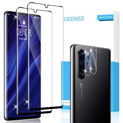 GEEMEE para Huawei P30 Pro de Pantalla y Protector de Lente de Cámara, 9H Dureza 3D HD Cristal Templado Anti-Arañazos Vidrio Templado Protectora，2+2 Piezas