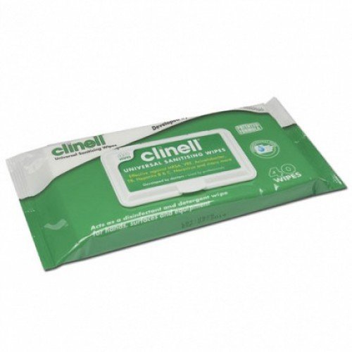 Clinell EA562 Universal Sanitising Wipes, Soft (Pack of 40)