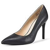 JENN ARDOR Stiletto High Heel Shoes for Women: Pointed, Closed Toe Classic Slip On Dress Pumps-Navy 7.5 B(M) US