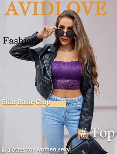 Image of Avidlove Bralettes for Women Lace Spaghetti Strap Tank Top Tube Slim Basic Camisole