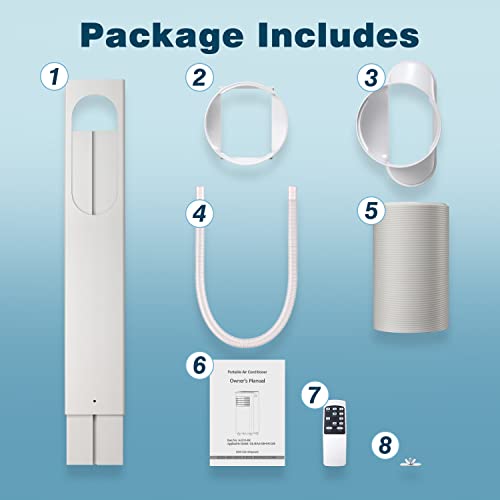 Zafro 8,000 Btu Portable Air Conditioners, Portable Ac Unit With Remote For Room Up To 200 Sq.ft, 3-In-1 Air Conditioner With Digital Display/24Hrs Timer/Installation Kit For Home/Office/Dorms, White&Silver #TOP6