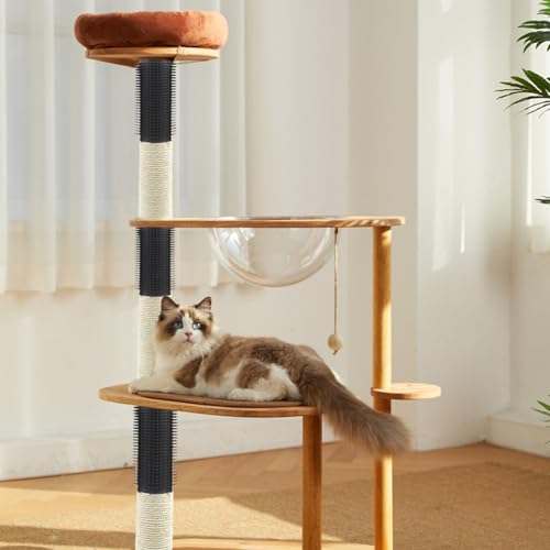 Image of Cat Scratching Post Replacement,15.7 in M8 Cat Tower Replacement Poles with Self Groomer Massage Natural Sisal Refill Pole Parts Climbing Tickling Clawing for Indoor Cats Furniture Accessories