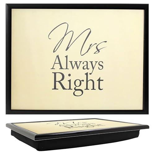 The Leonardo Collection Mrs Always Right - Bandeja para servir alimentos y desayunos, cómodas bandejas de regazo con cojín, bandeja de comida duradera para comer en el regazo, bandejas ideales para el