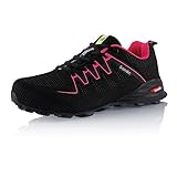  Fusskleidung® Damen Herren Laufschuhe atmungsaktive Wanderschuhe Bequeme Trekkingschuhe Schwarz Pink EU 41
