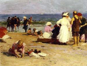 Peinture à l'huile Edward Potthast décoration murale salon mer 12x16