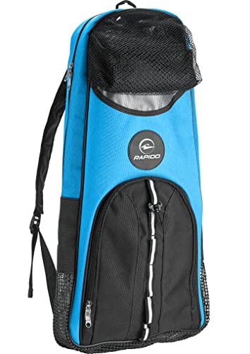 Phantom Aquatics Rapido Deluxe Snorkel Bag, Sleek Mesh Drainage Gear Carry Bag for Mask, Fins & Snorkel, Lightweight Shoulder Strap Bag for Beach Trips & Travel (Blue)