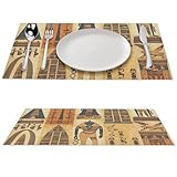 alter esstisch holz kaufen Rutschfeste Platzdeckchen: Die gewebten Tischsets aus der Antike Ägypten-Serie bestehen aus hochwertigem PVC-gewebtem Vinyl und das Webmuster schafft einen rutschfesten Kontakt mit Ihrer Tischplatte. Die rauere Rückseite gibt ihnen einen guten rutschfesten Griff, der die nötige Sicherheit garantiert, da sie nicht abrutschen.