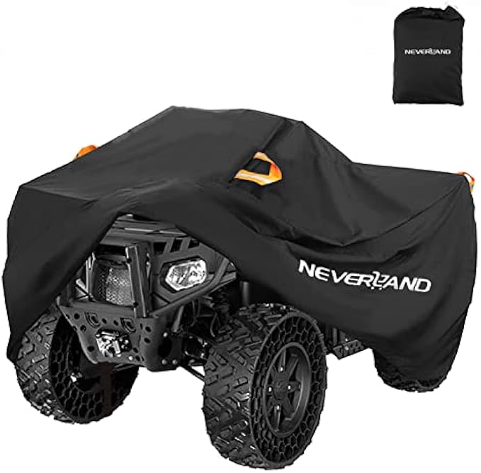 NEVERLAND ATV Cover Waterproof Heavy Duty 4 Wheeler Cover Quad Cover All Season Weather Proof Outdoor UV Protection for Polaris Kawasaki Yamaha Suzuki Honda (Black Large)