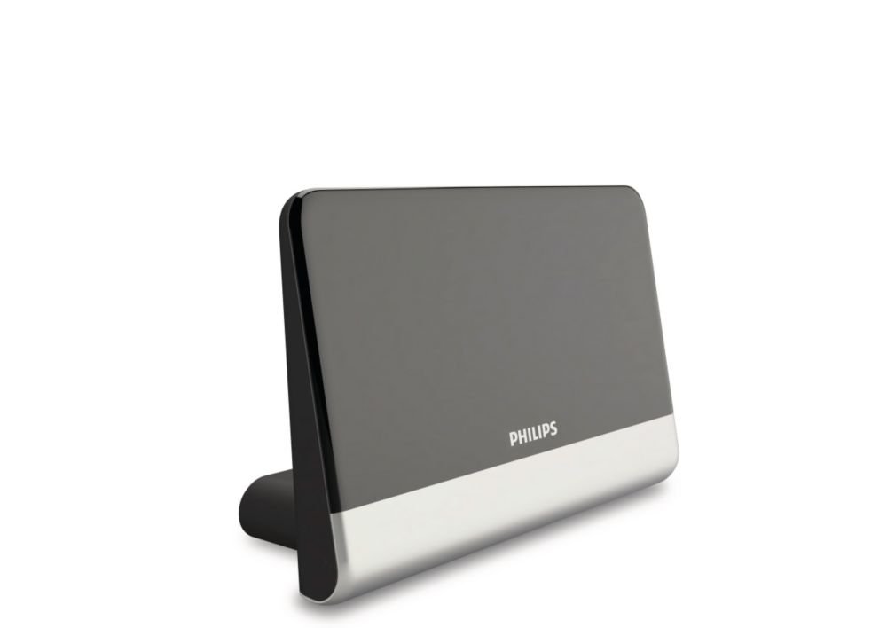 Philips sdv6222 Antena de TV Digital de Interior con Amplificador 48db, Filtro Anti-interférence, Gris