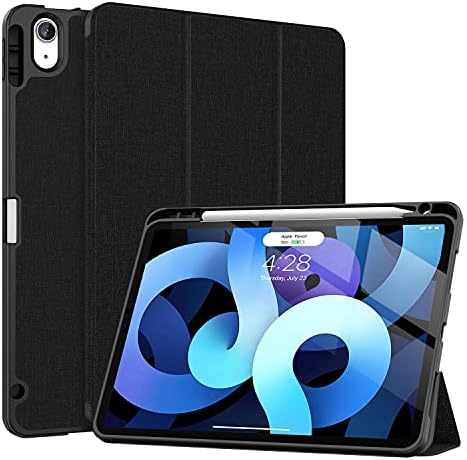 Soke iPad Air Case 5th/4th Generation 10.9 Inch with Pencil Holder - [Full Body Protection + Apple Pencil Charging], Soft TPU Back Cover for 2022 New iPad Air Gen 5 & 2020 iPad Air Gen 4, New Black