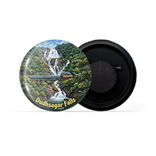 Image of dhcrafts Fridge Magnet Multicolor Goa Dudhsagar Falls Glossy Finish Design Pack of 1 (58mm)