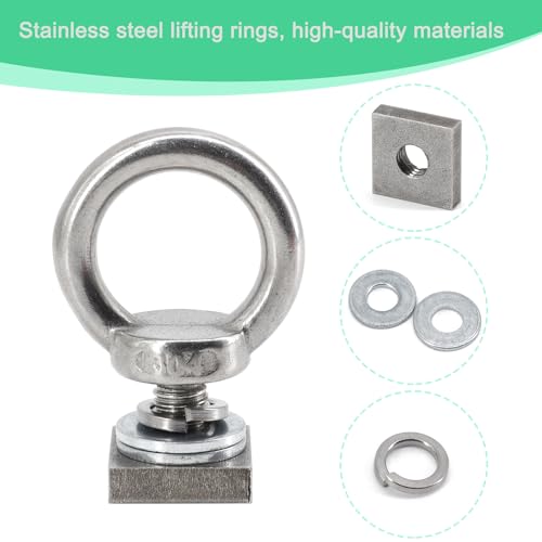 Image of 6pcs T Track Mount Tie Down Anchor Kit M6 for Roof Rack 304 Stainless Steel with Nuts & Lifting Eye Bolts for 4WD Awnings & Accessories