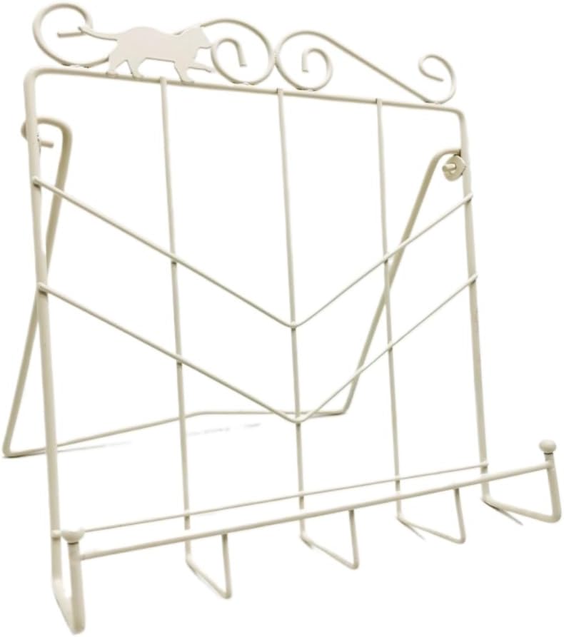 OGXNメタル製マガジンラック 猫装飾デザイン 新聞・雑誌・メニューホルダー 卓上書籍整理 (白)