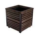 Greenspot - Blumenkasten Holz - Blumenkübel Outdoor - 40x40cm LxBxH, aus Echtholz, Imprägniert - Pflanzkübel Rechteckig Groß Außen - Pflanzkasten für Terrasse, Balkon - Palisanderbraun Dunkel