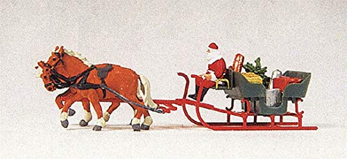 Horse Drawn Sleigh w/Santa Claus, Tree & Presents Christmas HO Preiser Models
