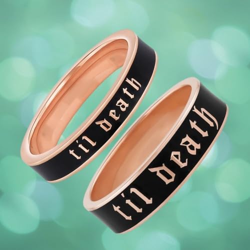 4mm Wide Til Death White Enamel Band Ring, Personalized Band, Anniversary Wedding Ring, Promise Ring, Stacking Band - 925 Sterling Silver4