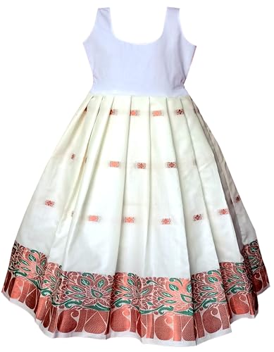 Image of Girl's Silk Readymade Traditional Lehenga Choli with-KERALA HALF SAREE 3 colour JERRY