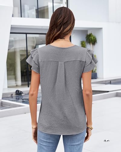 MOLERANI Women's Dressy Casual Shirts Ruffle Short Sleeve V Neck Work Blouses Business Summer Tops 2025 Outfits Clothes4