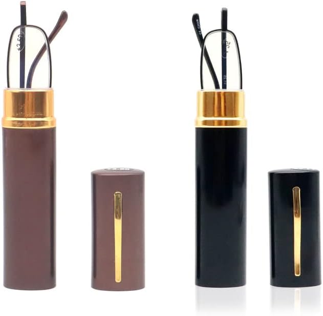 Paquete de 2 lentes de lectura con bolígrafo delgado, tubo pequeño, lectores elegantes, para mujeres y hombres, con bisagras de resorte con estuche