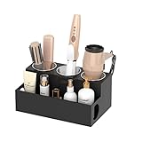 NIUBEE ドライヤーホルダー スタンド 黒い 壁掛けより安全性が高い 大容量耐熱 化粧品収納ボックス ヘアアイロン ドライヤー台 浴室/洗面所/美容院/理髪店専用