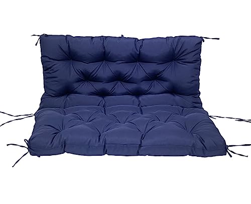 Coussin de balancelle 150 cm bleu marine avec dossier pour banc de jardin extérieur patio