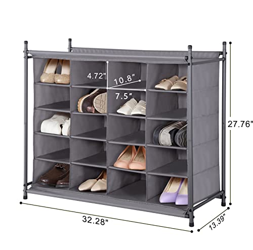 Storage Maniac Stackable Shoe Cubby Organizer, Free Standing Shoe Cube Rack For Entryway, Bedroom, Apartment, Closet, 20-Cube Gray #TOP3