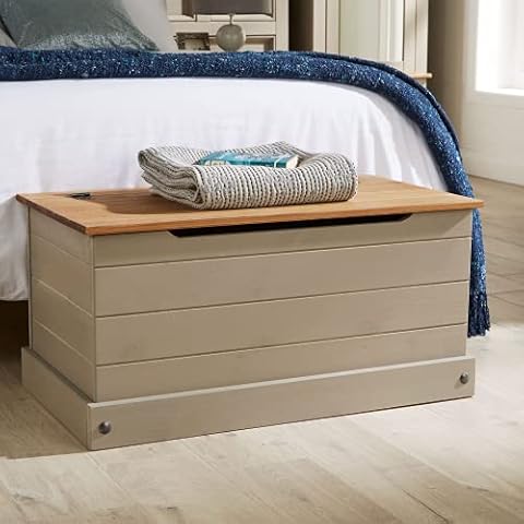 Home Source Corona Otomana de Almacenaje en Pino Gris Grande Cover