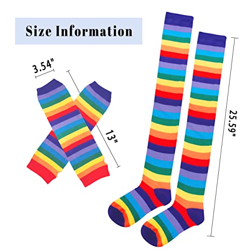 Image of Over Knee Rainbow Thigh High Socks Cosplay Accessories for Women Fashion Wild Long Striped Leg warmers