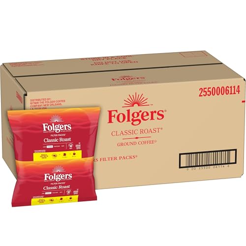Folgers Classic Roast Coffee Filter Packs, 0.9 Oz, Box Of 160 Packs